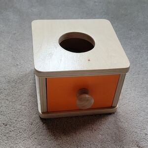 Wooden Puzzle Box with Orange Drawer